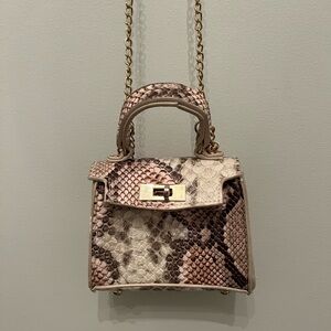 Mini Handbag Chain link Snakeskin Patterned